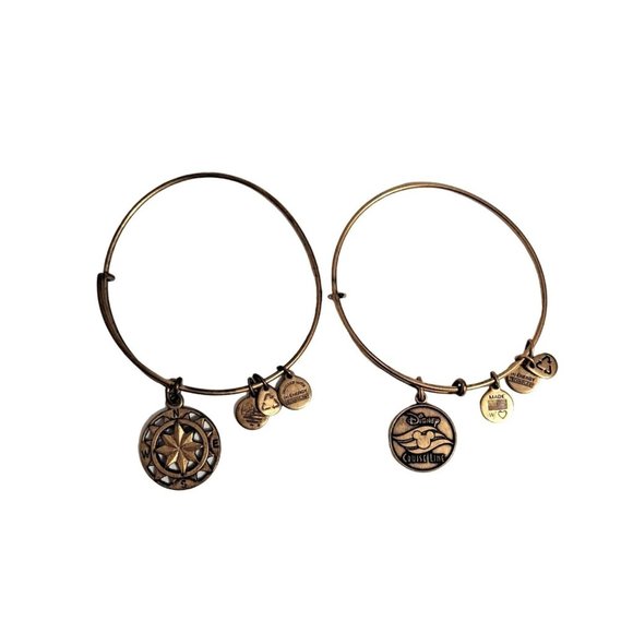 Alex & Ani Disney Cruise Line Compass Bracelet Bangle Set 2015 Travel Charm - Picture 1 of 6